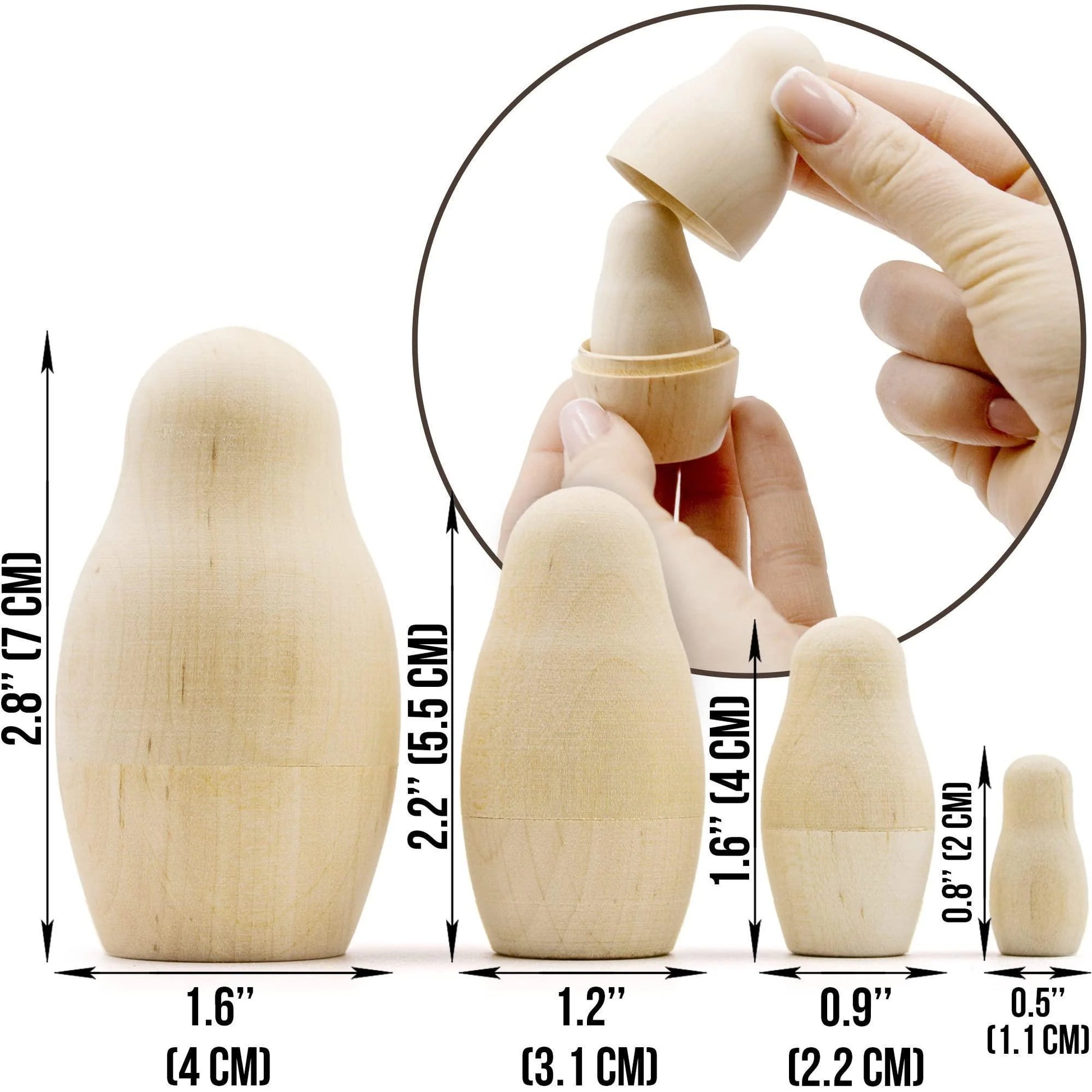 Unfinished Nesting Dolls Lot of 20 Sets by 4 Pcs Matryoshka Dolls DIY Gift 80Pcs