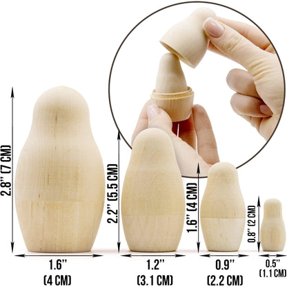 Unfinished Nesting Dolls Lot of 20 Sets by 4 Pcs Matryoshka Dolls DIY Gift 80Pcs