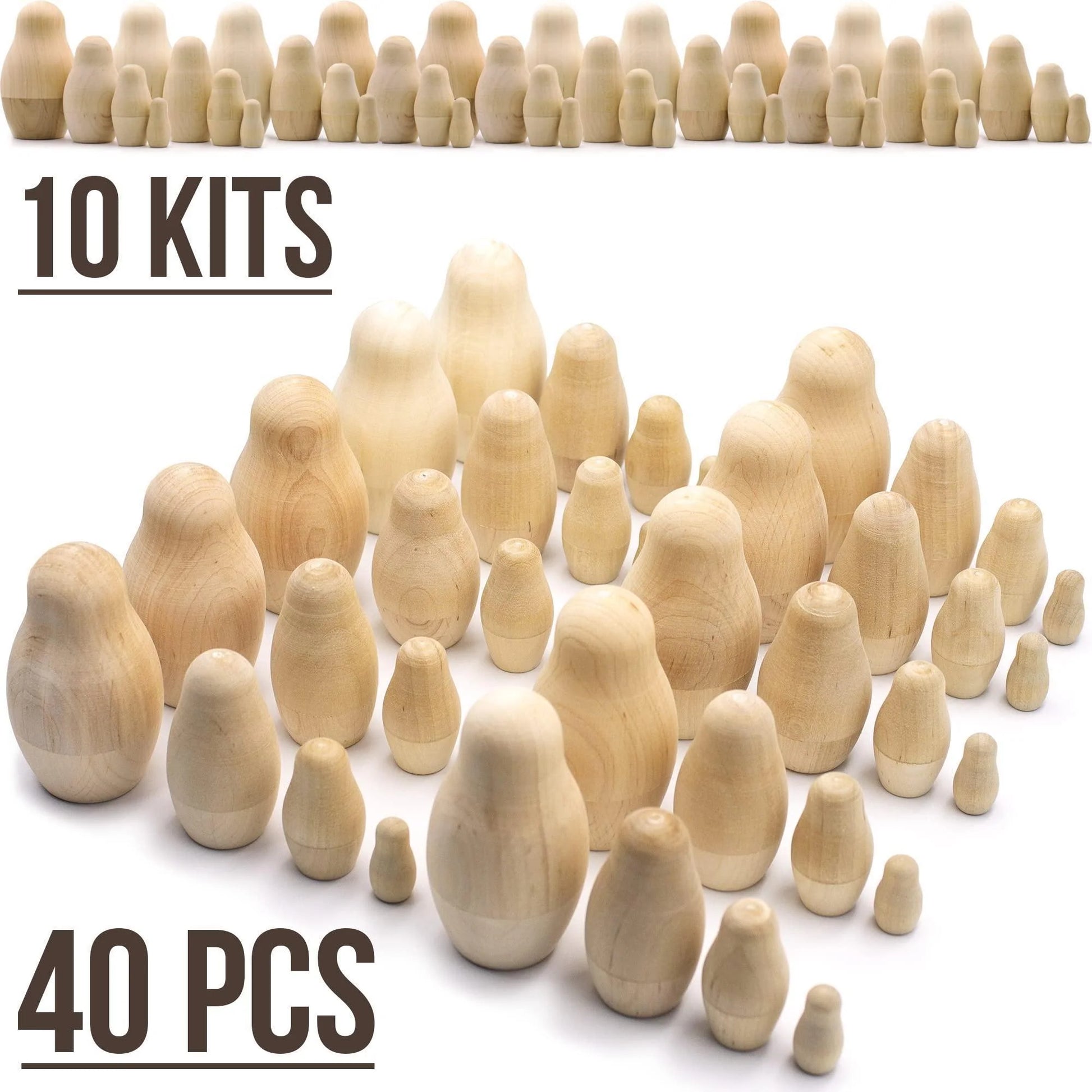 Unfinished Nesting Dolls Lot of 20 Sets by 4 Pcs Matryoshka Dolls DIY Gift 80Pcs