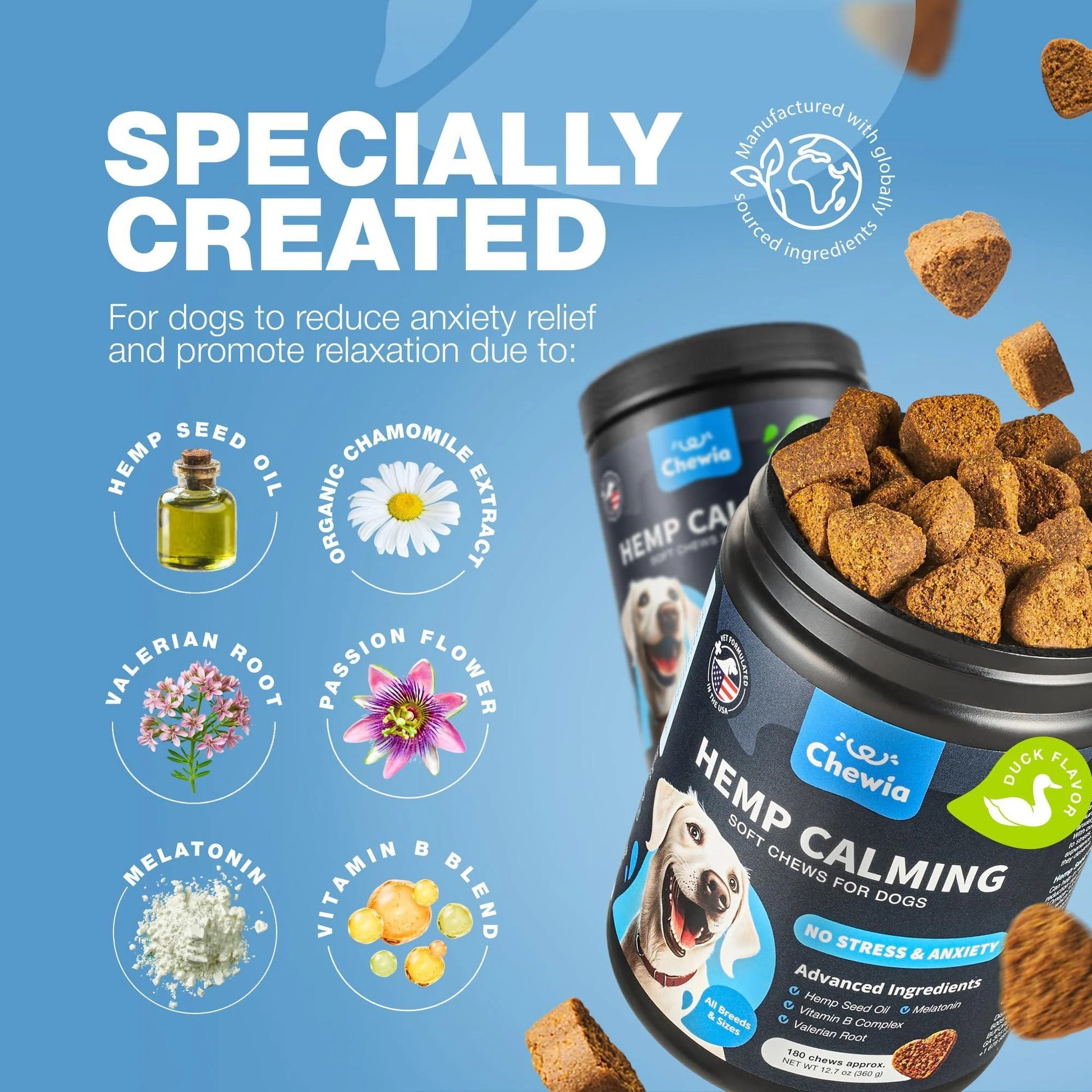 Calming Chews for Dogs Anxiety Dog Calming Treats with Melatonin Valerian Root
