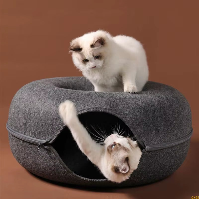 Whiskerway Tunnel Bed – 2-In-1 Cozy Hideout & Play Tube for Curious Kittens